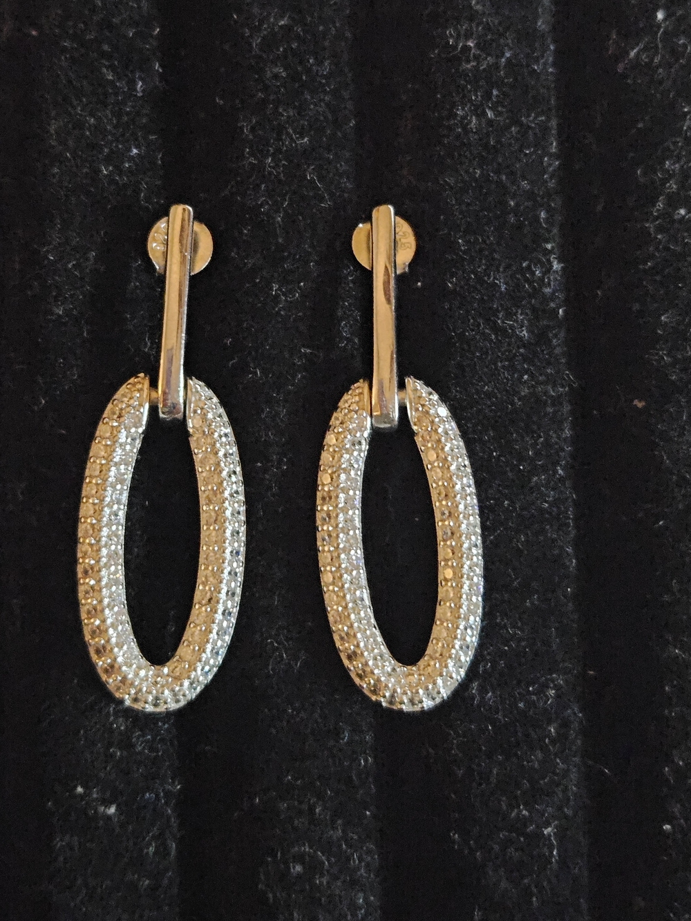 925S Pavé Oval Drop Earrings